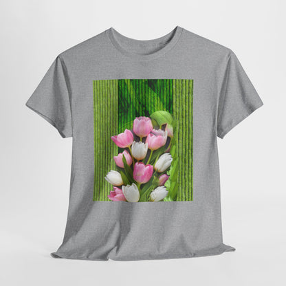 Textured Tulips Unisex Heavy Cotton Tee - Vibrant Spring Blossom T-Shirt, Everyday Wear, Gift for Plant Lovers, Mother's Day Apparel, [...]