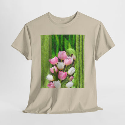 Textured Tulips Unisex Heavy Cotton Tee - Vibrant Spring Blossom T-Shirt, Everyday Wear, Gift for Plant Lovers, Mother's Day Apparel, [...]