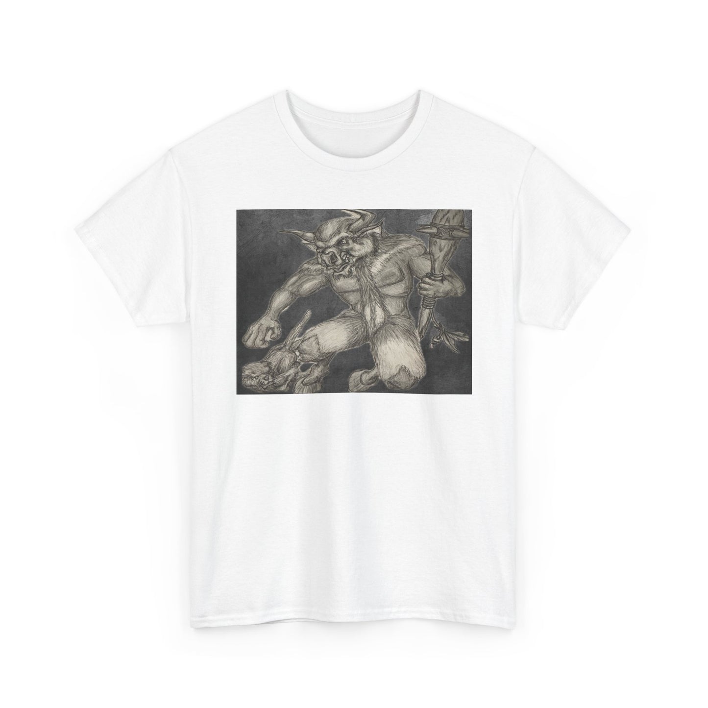 Bull Warrior With Kitten B & W design Unisex Tee