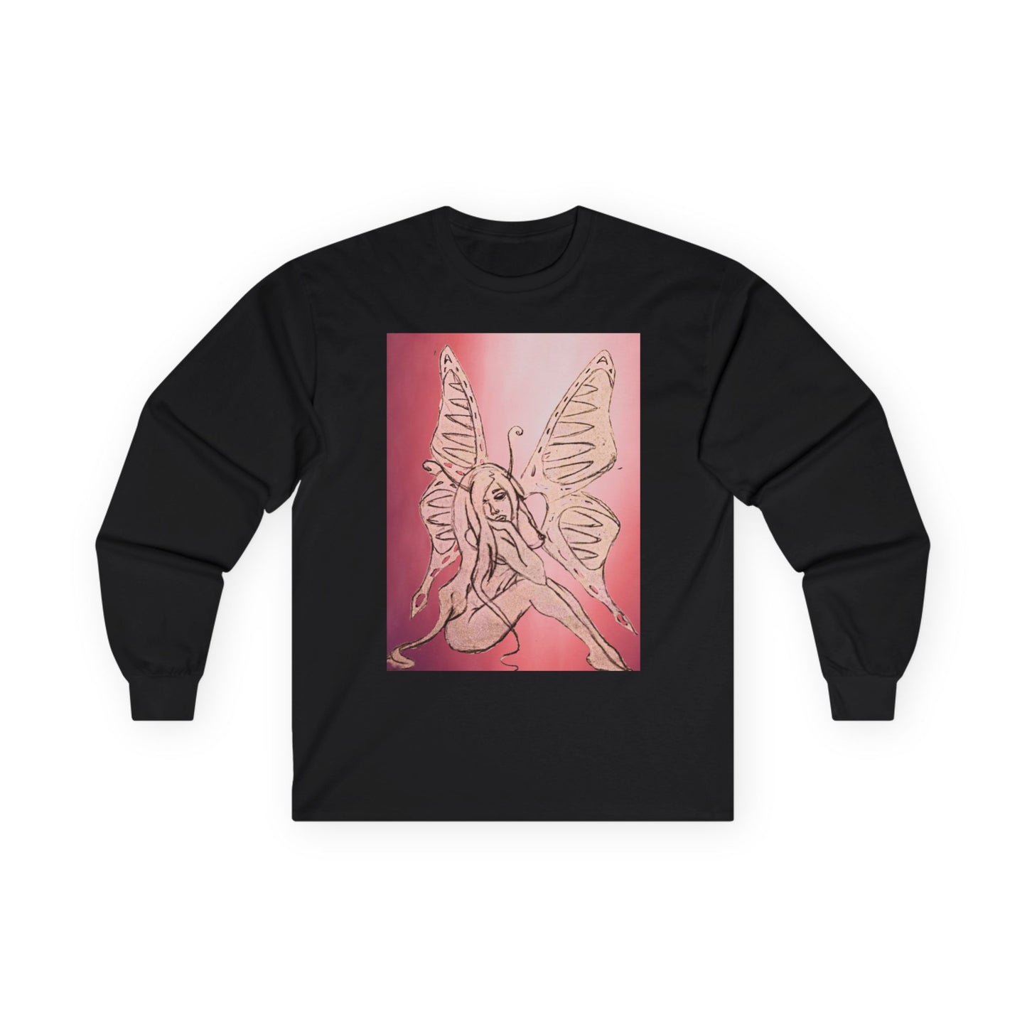 Butterfly Fairy Long Sleeve Tee — Ethereal Pink Graphic Shirt