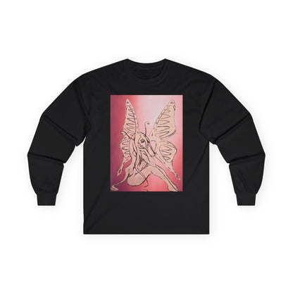 Butterfly Fairy Long Sleeve Tee — Ethereal Pink Graphic Shirt