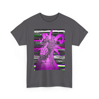 Vaporwave Dragon T-Shirt — Glitch Art Neon Purple Dragon Tee
