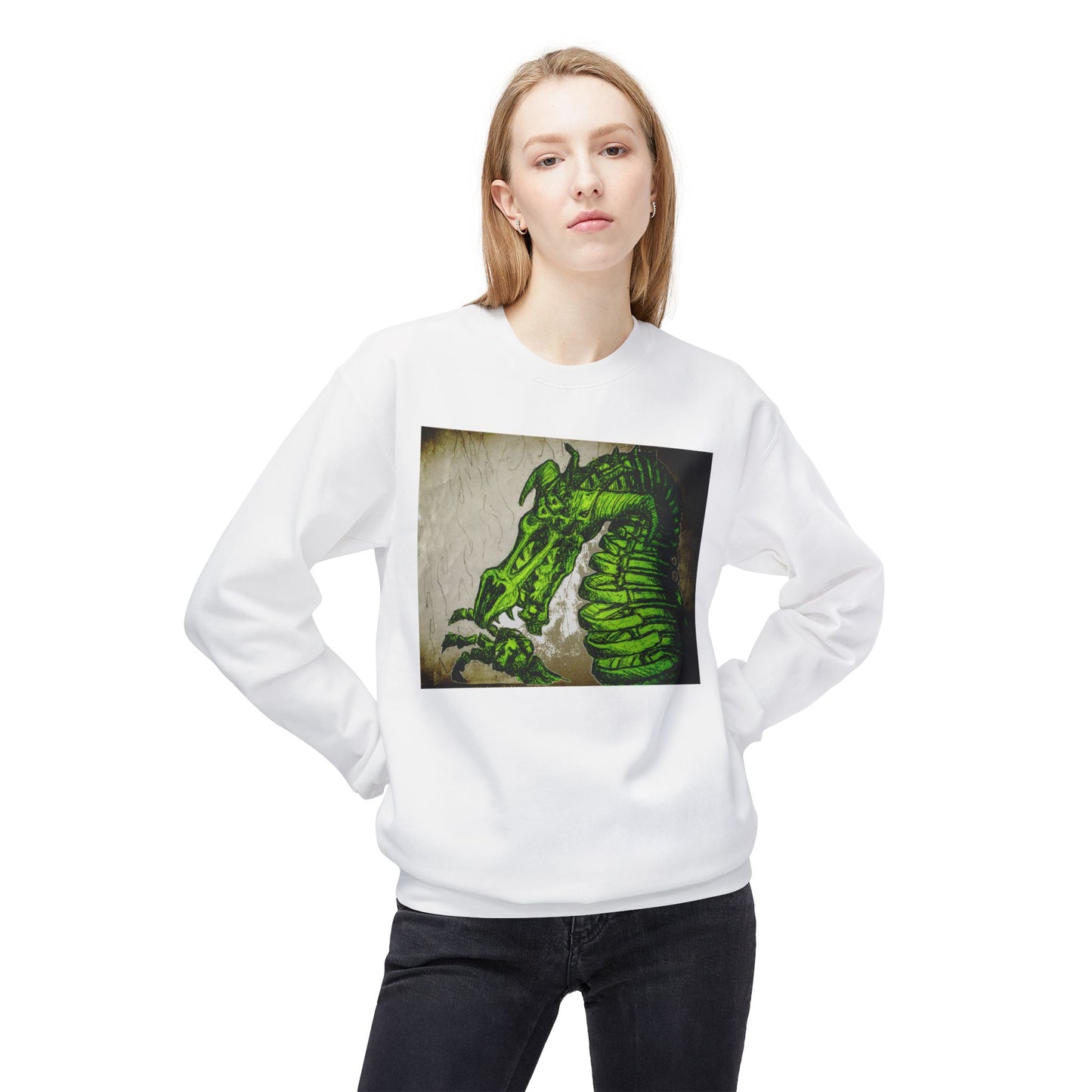 Vintage Green Dragon Unisex Midweight Softstyle Fleece Crewneck Sweatshirt