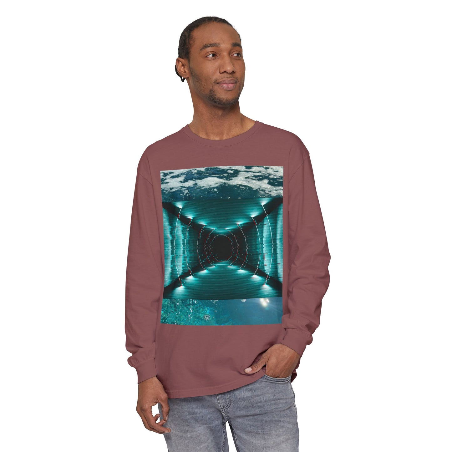 Abstract Fluid Unisex Garment-dyed Long Sleeve T-Shirt