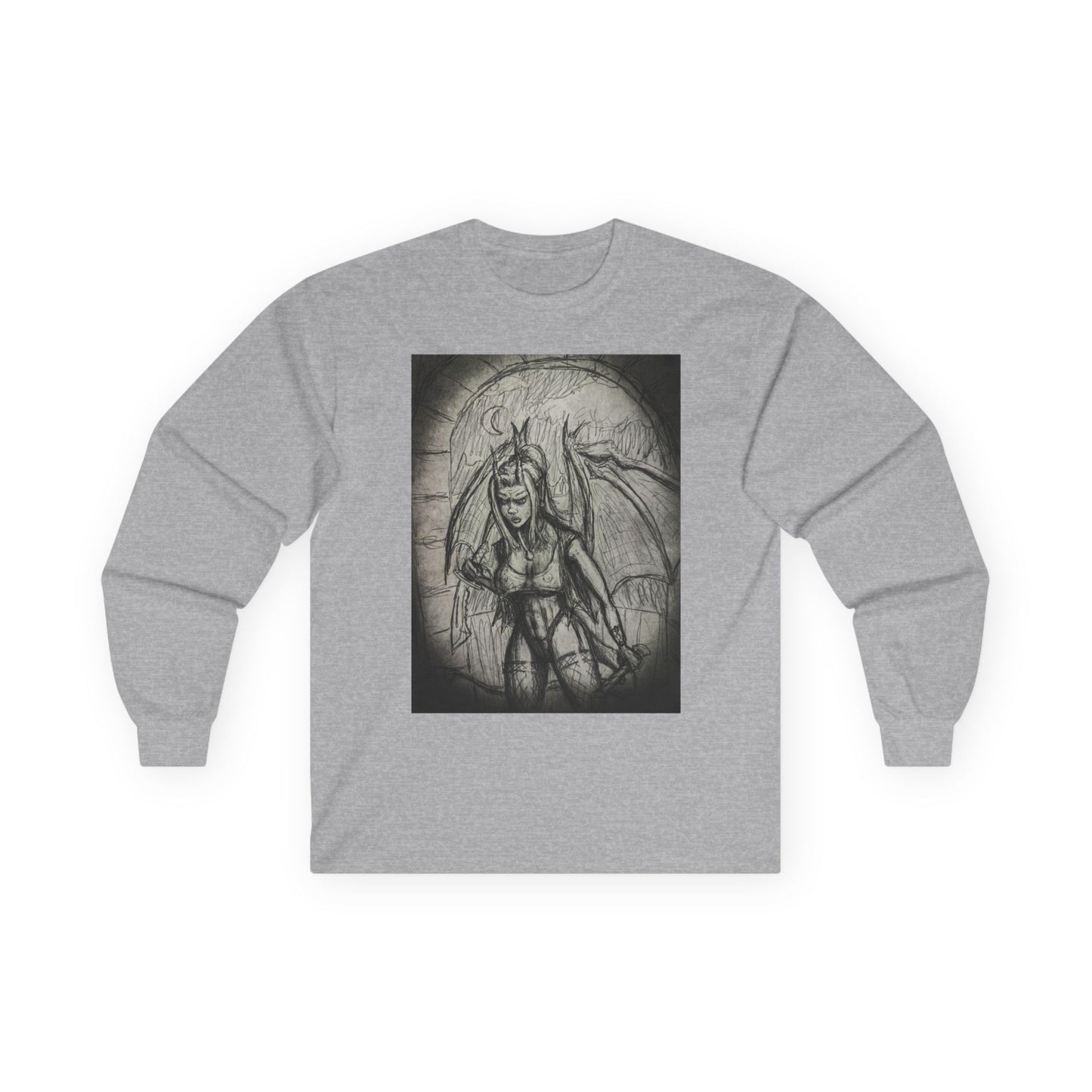 Gothic Winged Demon Long Sleeve Tee