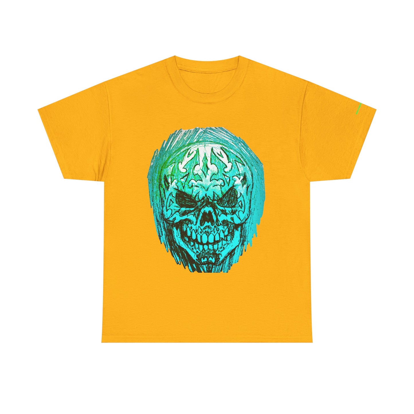 Vibrant Green Skull Graphic Tee - Unisex Heavy Cotton