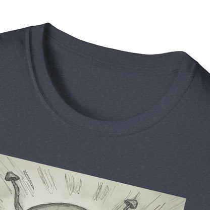 Alien Sketch B & W Unisex Softstyle T-Shirt, Casual Graphic Tee, Sci-Fi Lover Apparel, Unique Gift for UFO Enthusiasts, Everyday Wear