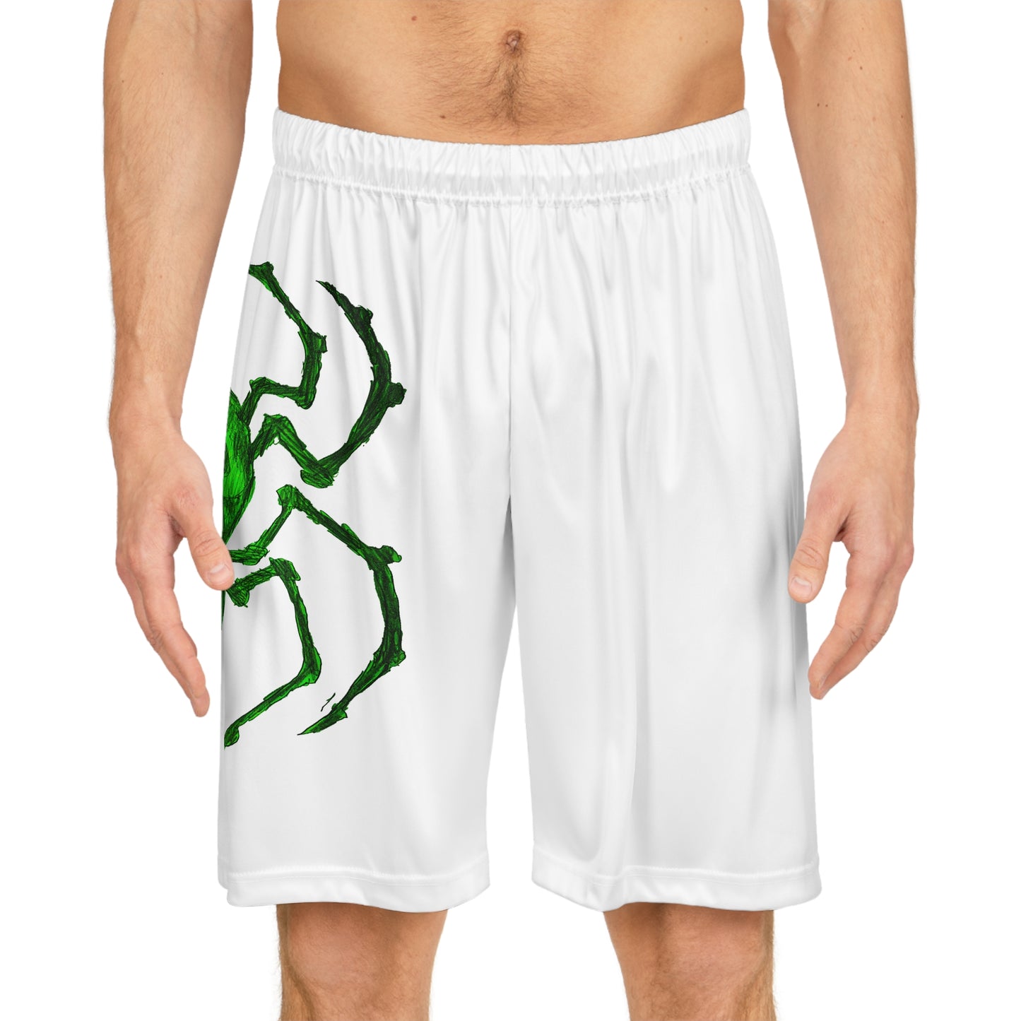 Green Arachnid Basketball Shorts for Sporty Style