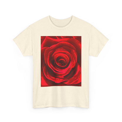 Romantic Rose Unisex Heavy Cotton Tee, Gift for Valentine's Day, Floral Shirt, Casual Wear, Love, Nature Lover Tee