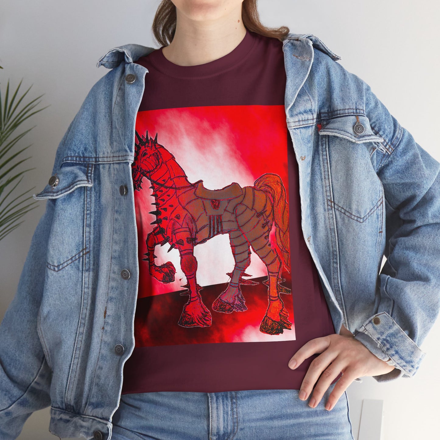 Red Unicorn Warrior Unisex Heavy Cotton Tee