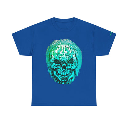 Vibrant Green Skull Graphic Tee - Unisex Heavy Cotton