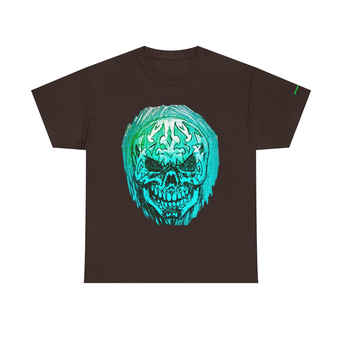 Vibrant Green Skull Graphic Tee - Unisex Heavy Cotton