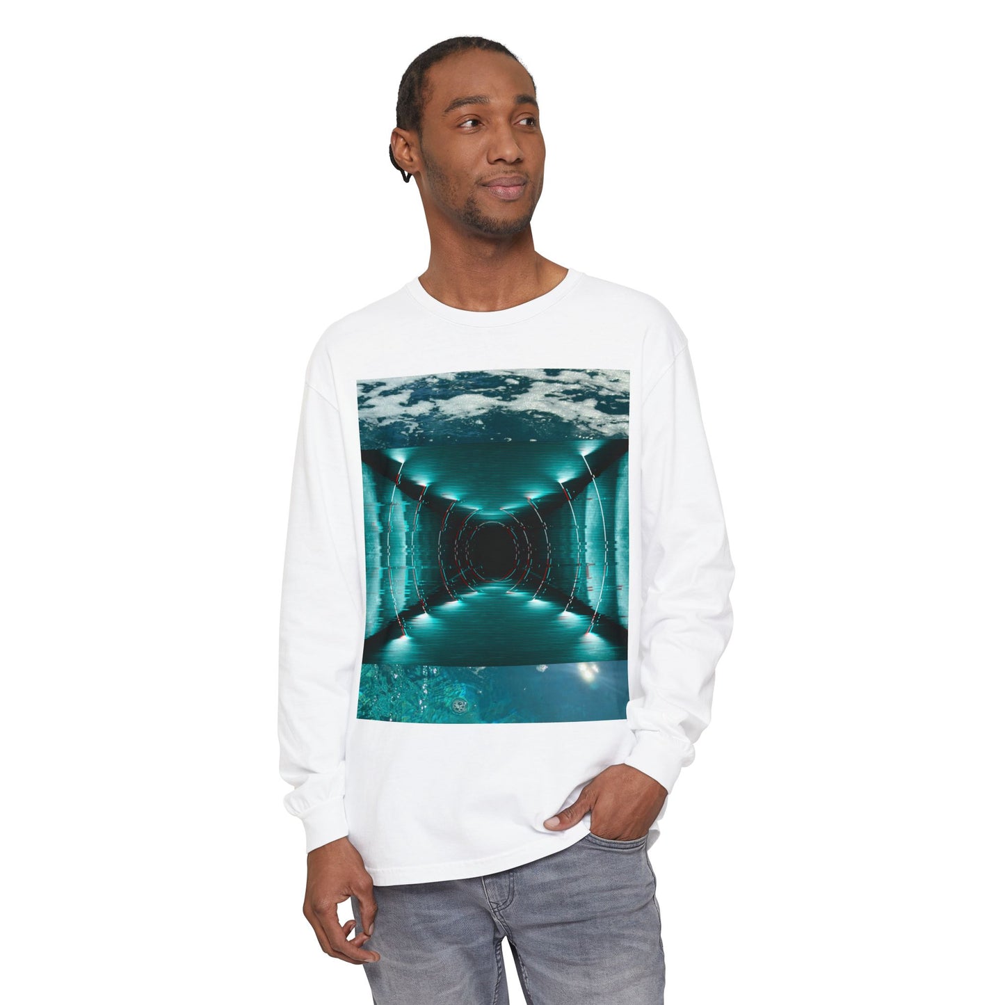 Abstract Fluid Unisex Garment-dyed Long Sleeve T-Shirt