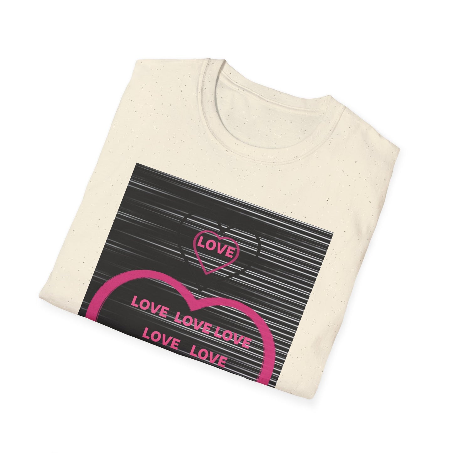 Love Heart Graphic T-Shirt — Neon Pink Retro Lines
