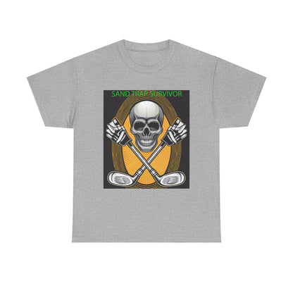 Golf Survivor Skull Tee, Unisex Heavy Cotton T-Shirt, Perfect Gift for Golf Lovers, Sports Apparel, Casual Wear, Skull Design