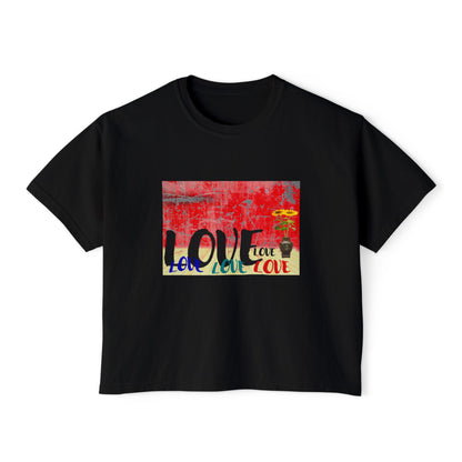 Colorful Love Boxy Tee, Women's Love T-Shirt, Casual Everyday Wear, Gift for Her, Summer Fashion Piece