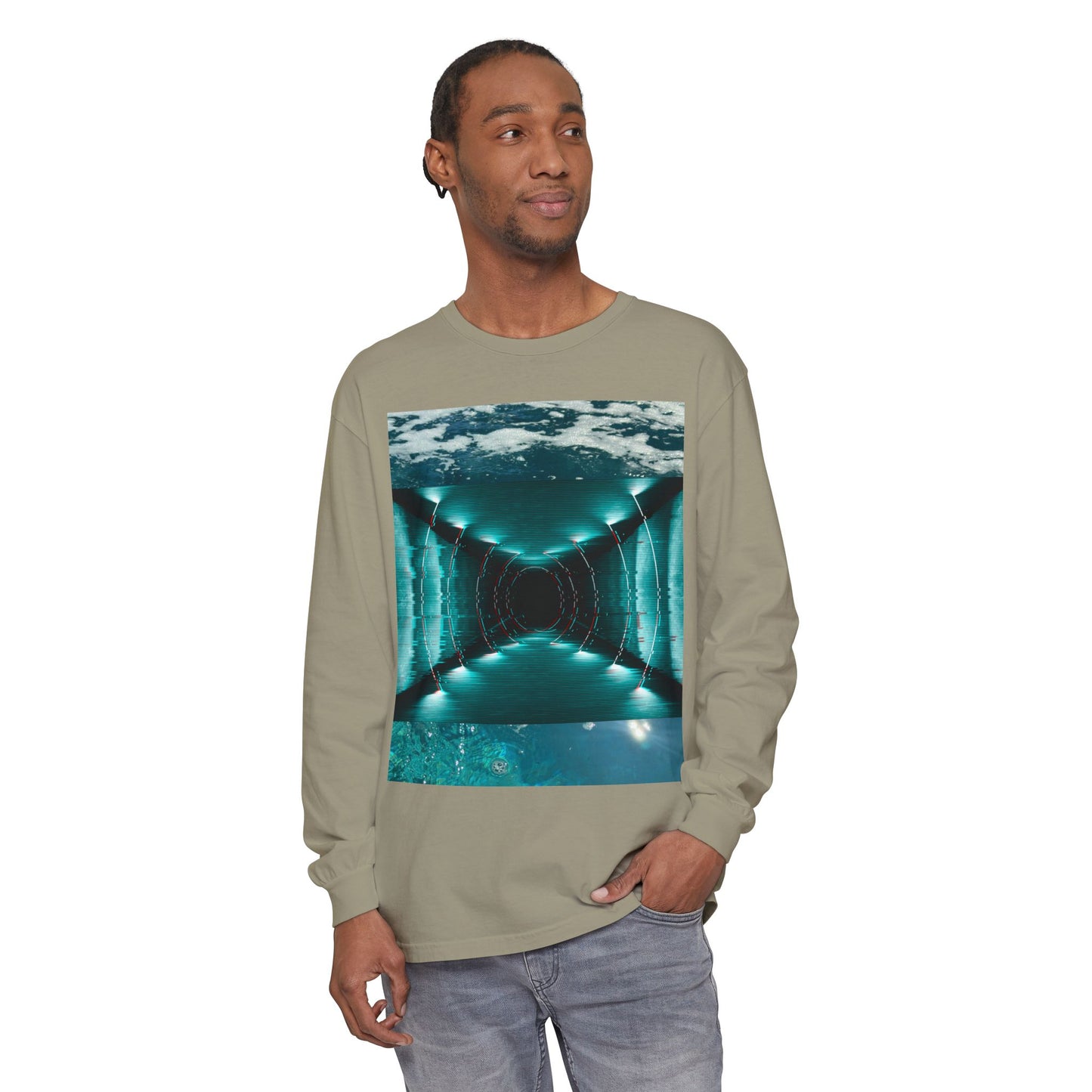 Abstract Fluid Unisex Garment-dyed Long Sleeve T-Shirt