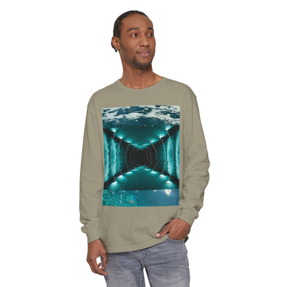 Abstract Fluid Unisex Garment-dyed Long Sleeve T-Shirt