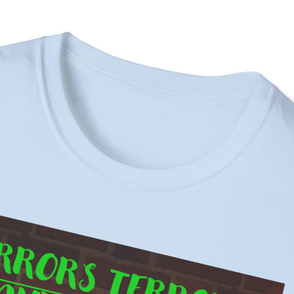 Halloween T-Shirt with Scary Pumpkins and string lights - Horror, Terrors and Scares Oh No