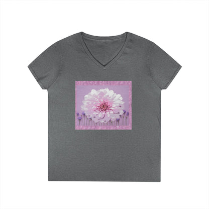 Floral V-Neck Tee — 'Sophie's Saturday' Pink Blossom Graphic
