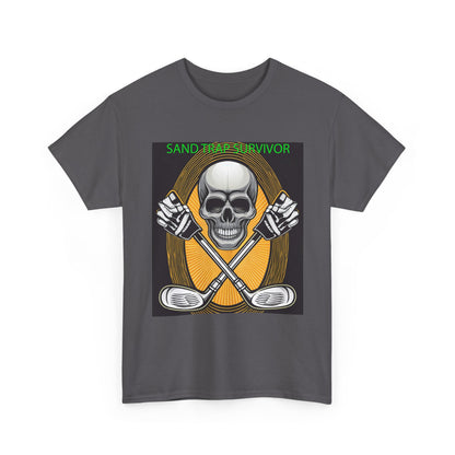 Golf Survivor Skull Tee, Unisex Heavy Cotton T-Shirt, Perfect Gift for Golf Lovers, Sports Apparel, Casual Wear, Skull Design