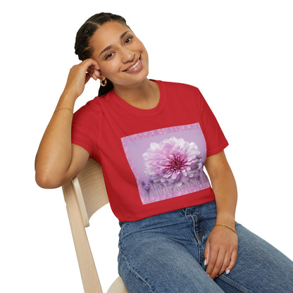 Pink Floral Art Unisex T-Shirt, Softstyle Tee, Summer Fashion, Gift for Her, Floral Shirt, Casual Wear