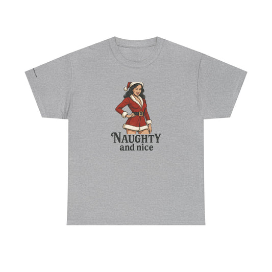 Unisex naughty and nice heavy weight Cotton Tee