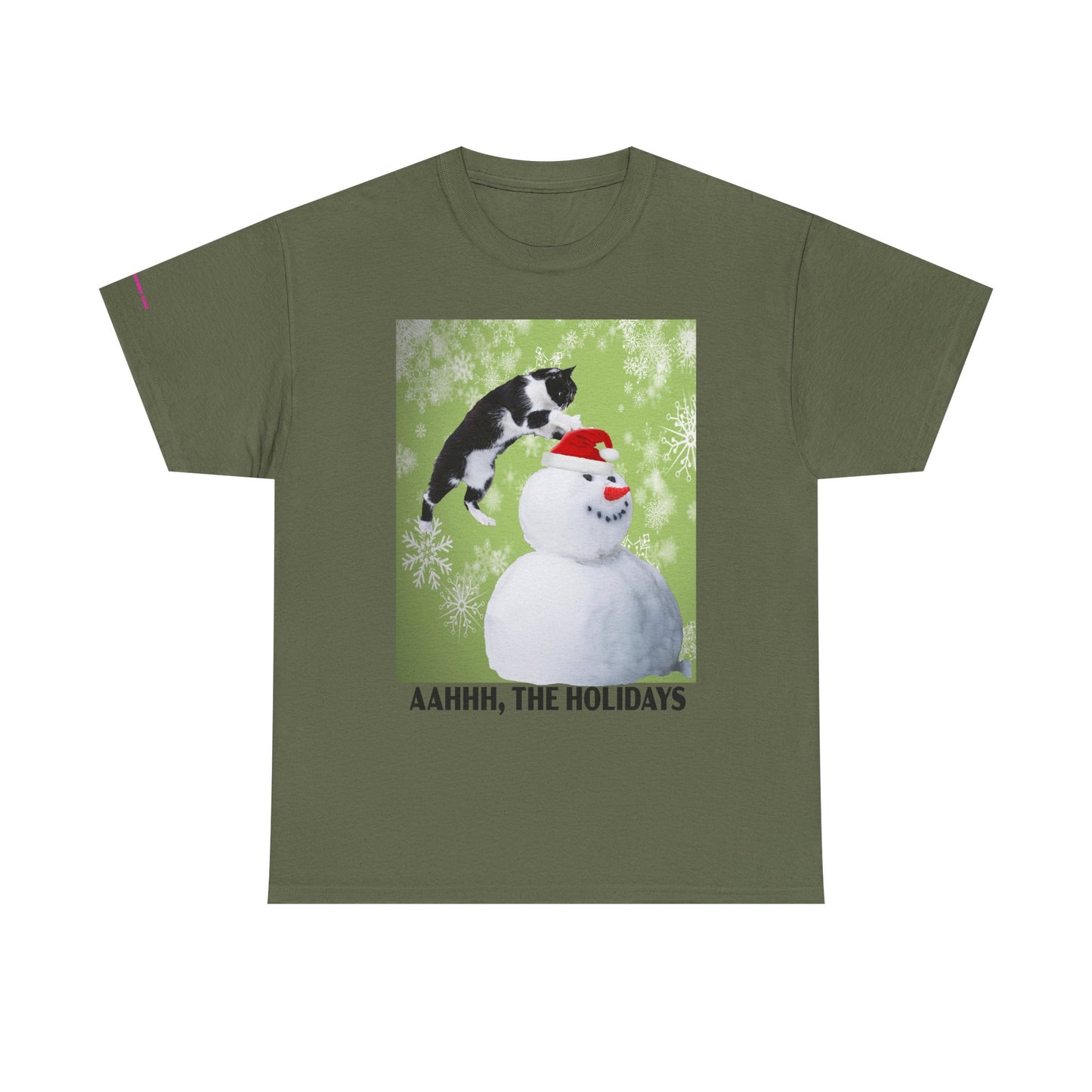 Holiday Cat T‑Shirt – “Aahhh, The Holidays” Funny Snowman Cat Tee