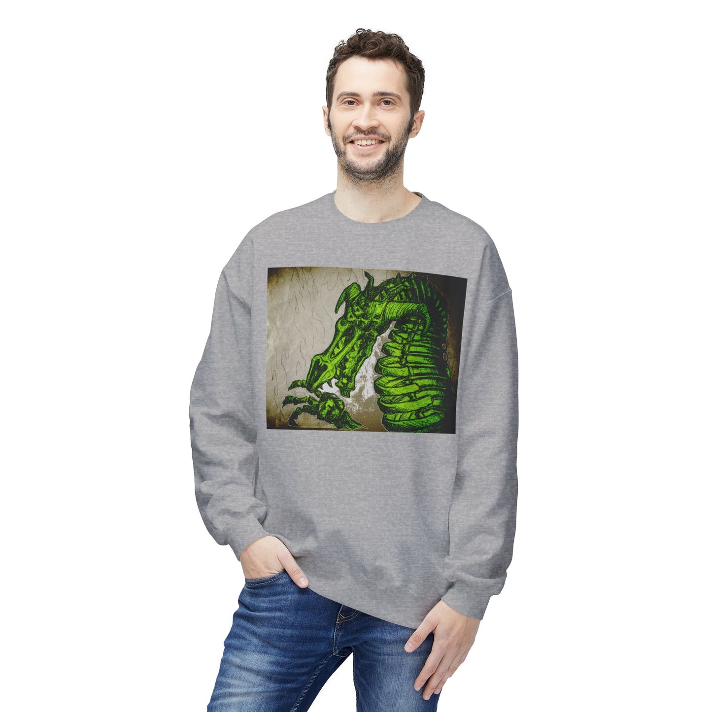 Vintage Green Dragon Unisex Midweight Softstyle Fleece Crewneck Sweatshirt
