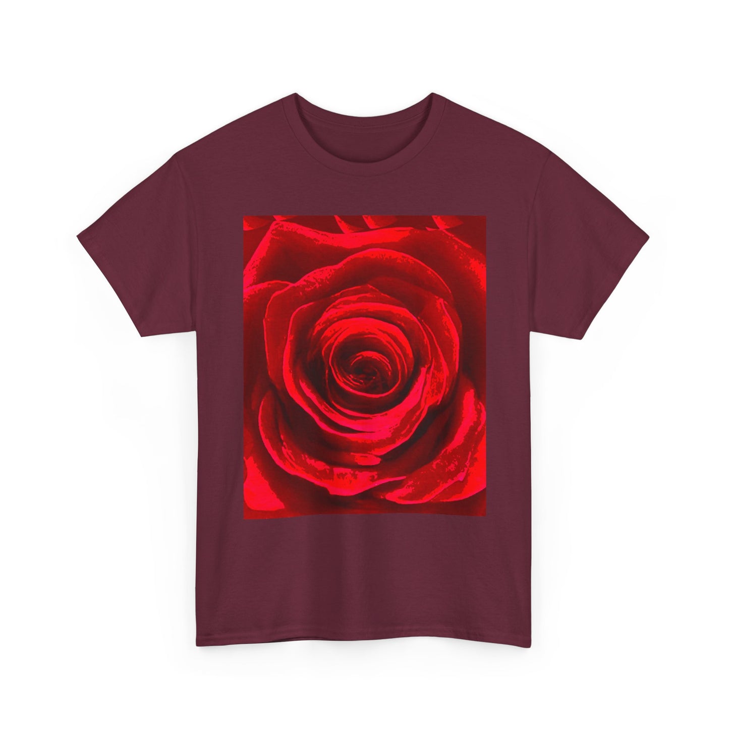 Romantic Rose Unisex Heavy Cotton Tee, Gift for Valentine's Day, Floral Shirt, Casual Wear, Love, Nature Lover Tee
