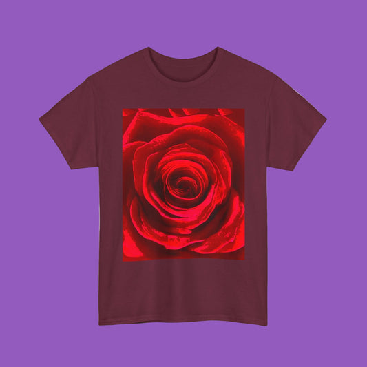 Romantic Rose Unisex Heavy Cotton Tee, Gift for Valentine's Day, Floral Shirt, Casual Wear, Love, Nature Lover Tee
