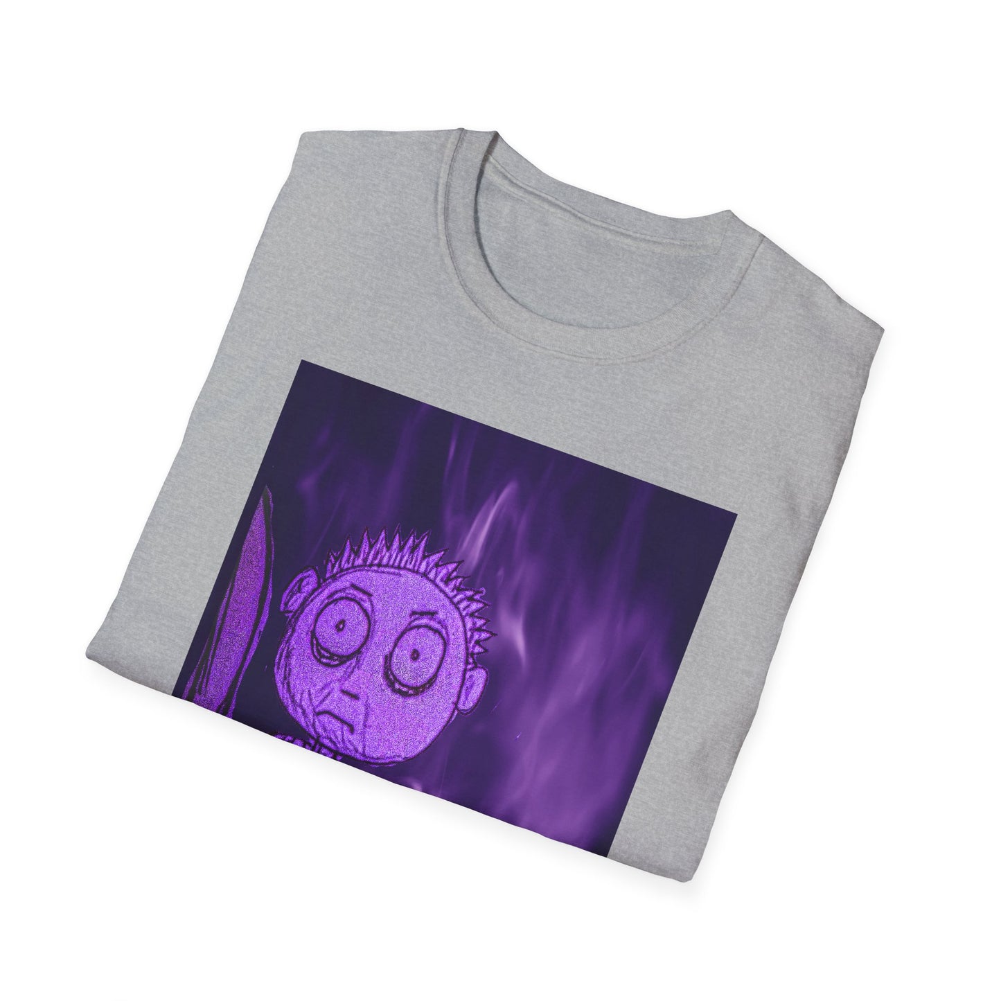 Gothic Purple Cartoon Horror Tee — Knife Kid with Teddy Graphic T-Shirt
