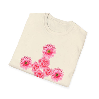 Floral Pink Rose Cross T-Shirt