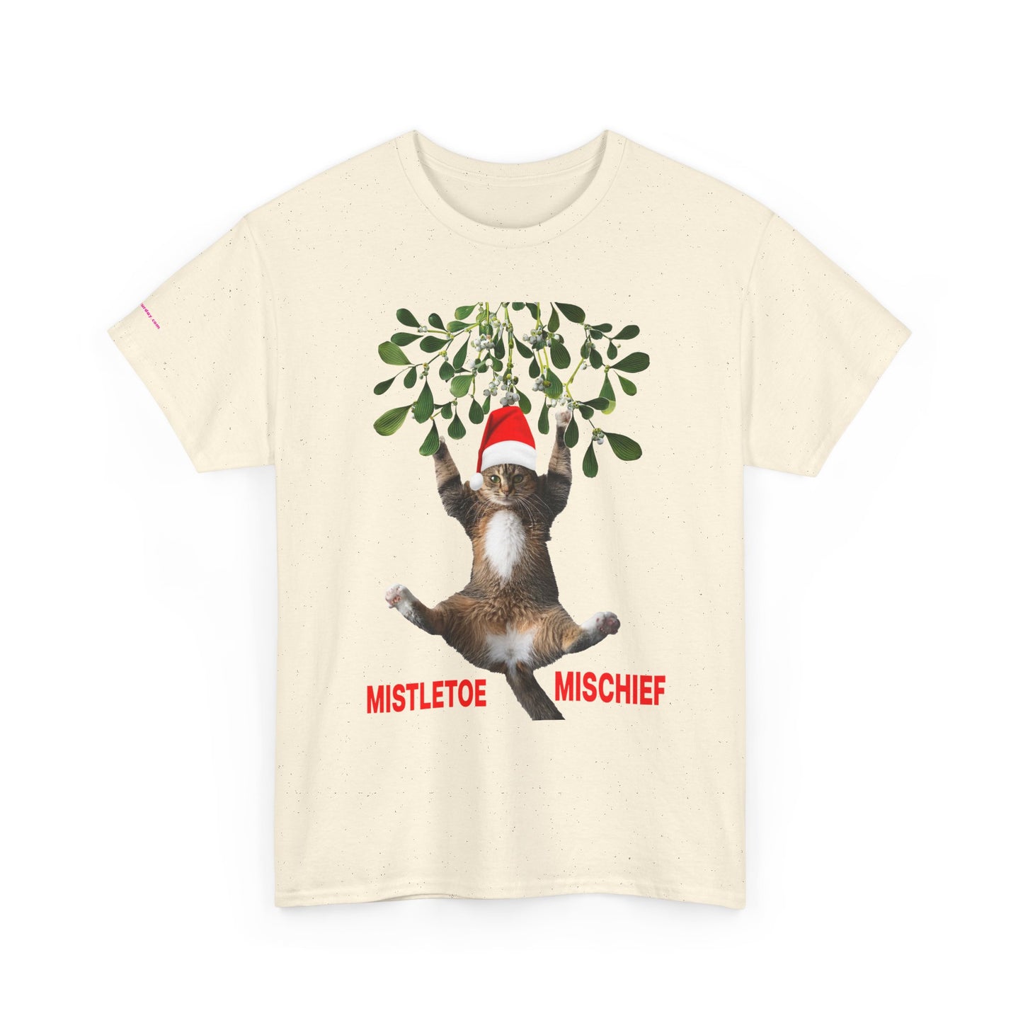 Christmas Cat & Mistletoe Tee — "Mistletoe Mischief" Holiday T-Shirt