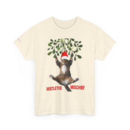 Christmas Cat & Mistletoe Tee — "Mistletoe Mischief" Holiday T-Shirt