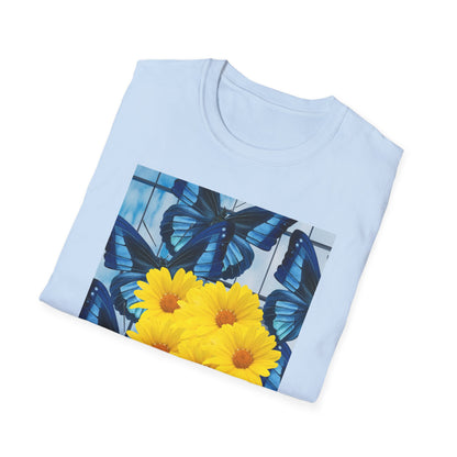 Sunny Blooms Unisex Softstyle T-Shirt, Floral Graphic Tee, Gift for Her, Summer Vibes, Casual Wear, Nature Lover Gift