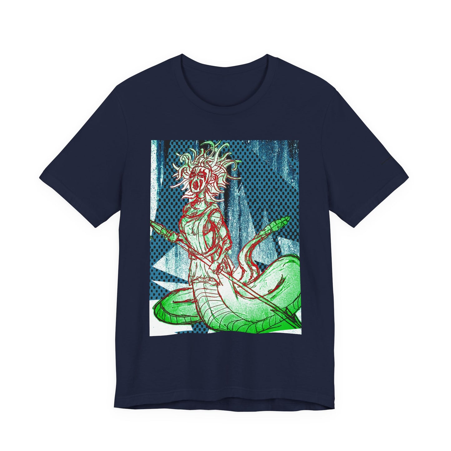 Mythic Serpent Goddess Tee — Neon Medusa Illustration T-Shirt