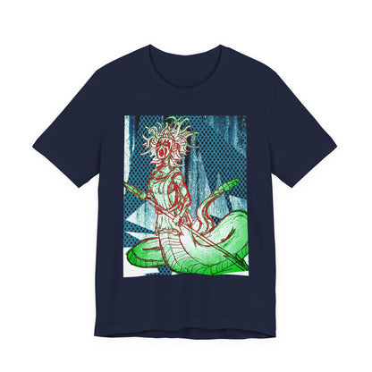 Mythic Serpent Goddess Tee — Neon Medusa Illustration T-Shirt