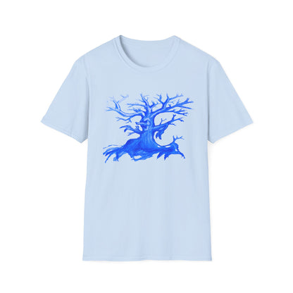 Artistic Animated Tree Design Unisex Softstyle T-Shirt | Eco-friendly Gift, Casual Wear, Nature Lover Tee, Perfect for Any Season
