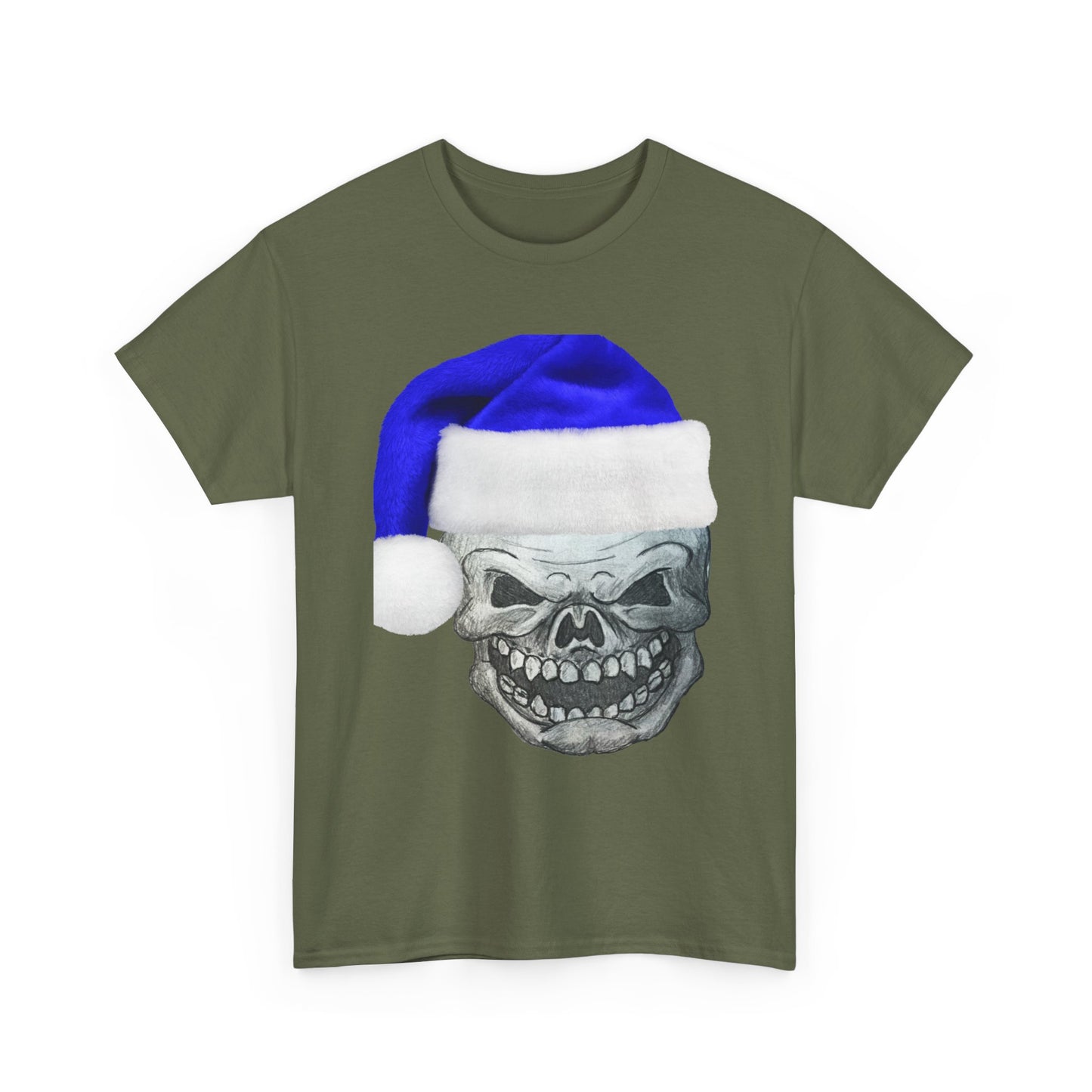 Skull in Blue Santa Hat T-Shirt