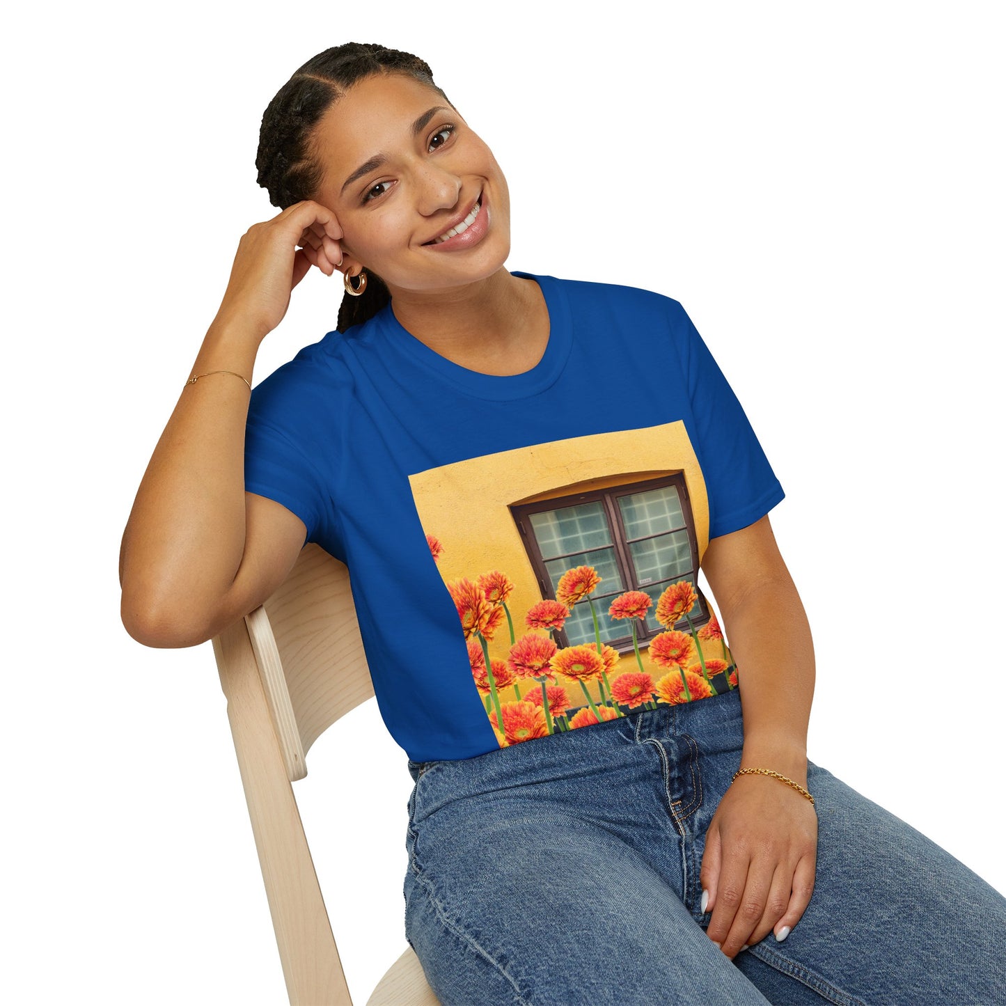 Vibrant Flower Catalina Window Tee - Unisex Softstyle T-Shirt, Floral Graphic Shirt, Spring Fashion, Gift Idea, Art Lover's Top, Summer Outfit