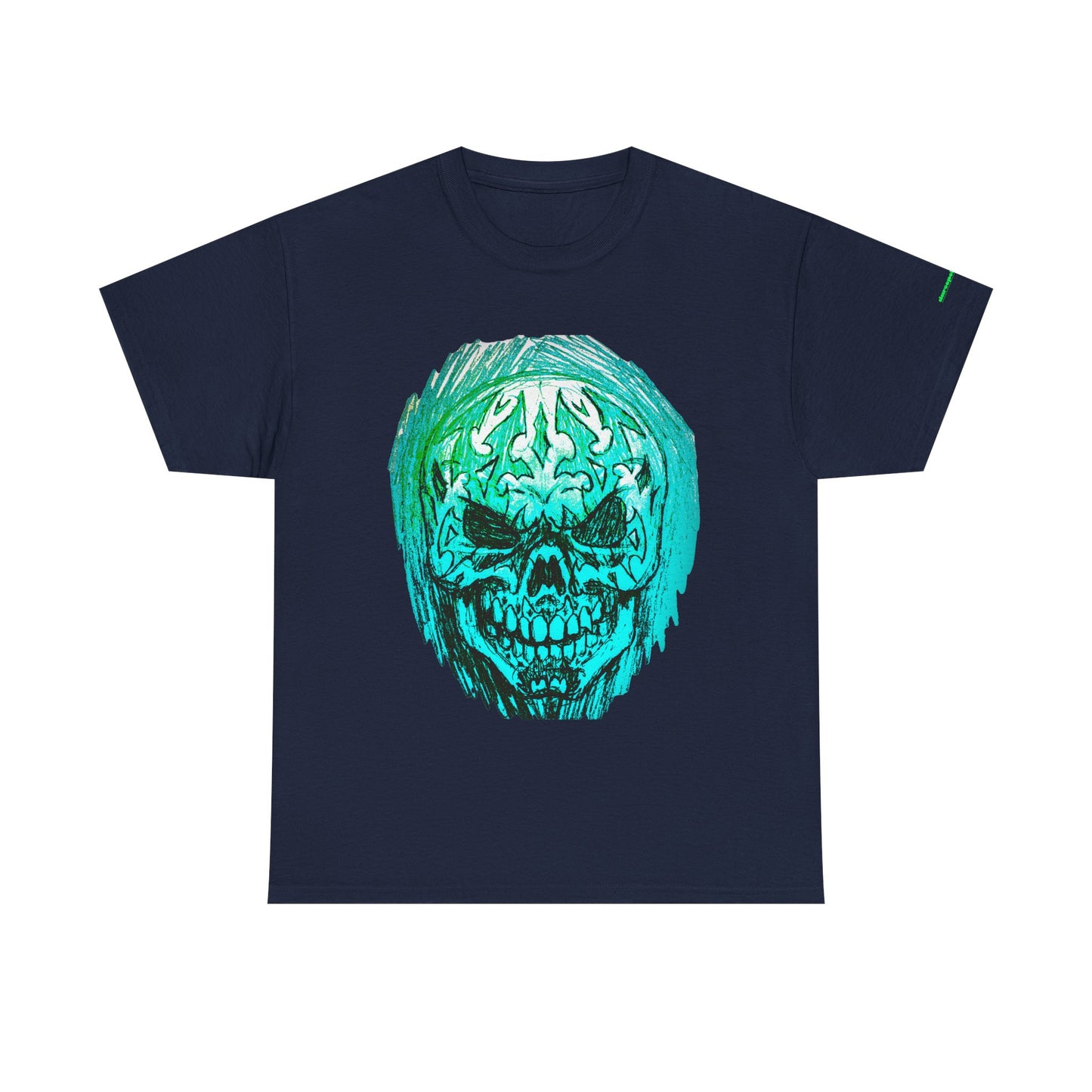 Vibrant Green Skull Graphic Tee - Unisex Heavy Cotton