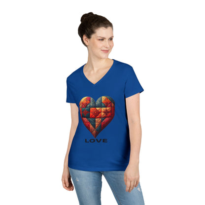 Love Patchwork Heart V-Neck Tee