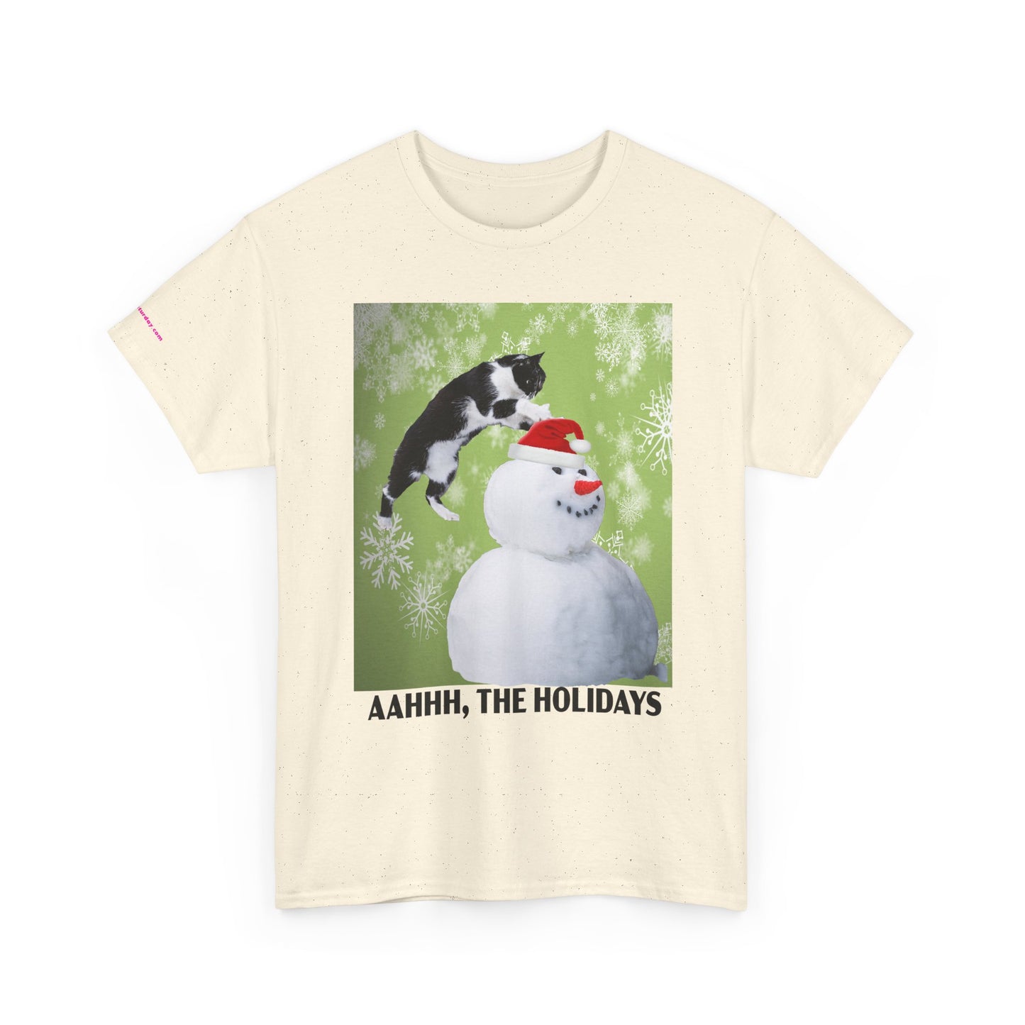 Holiday Cat T‑Shirt – “Aahhh, The Holidays” Funny Snowman Cat Tee