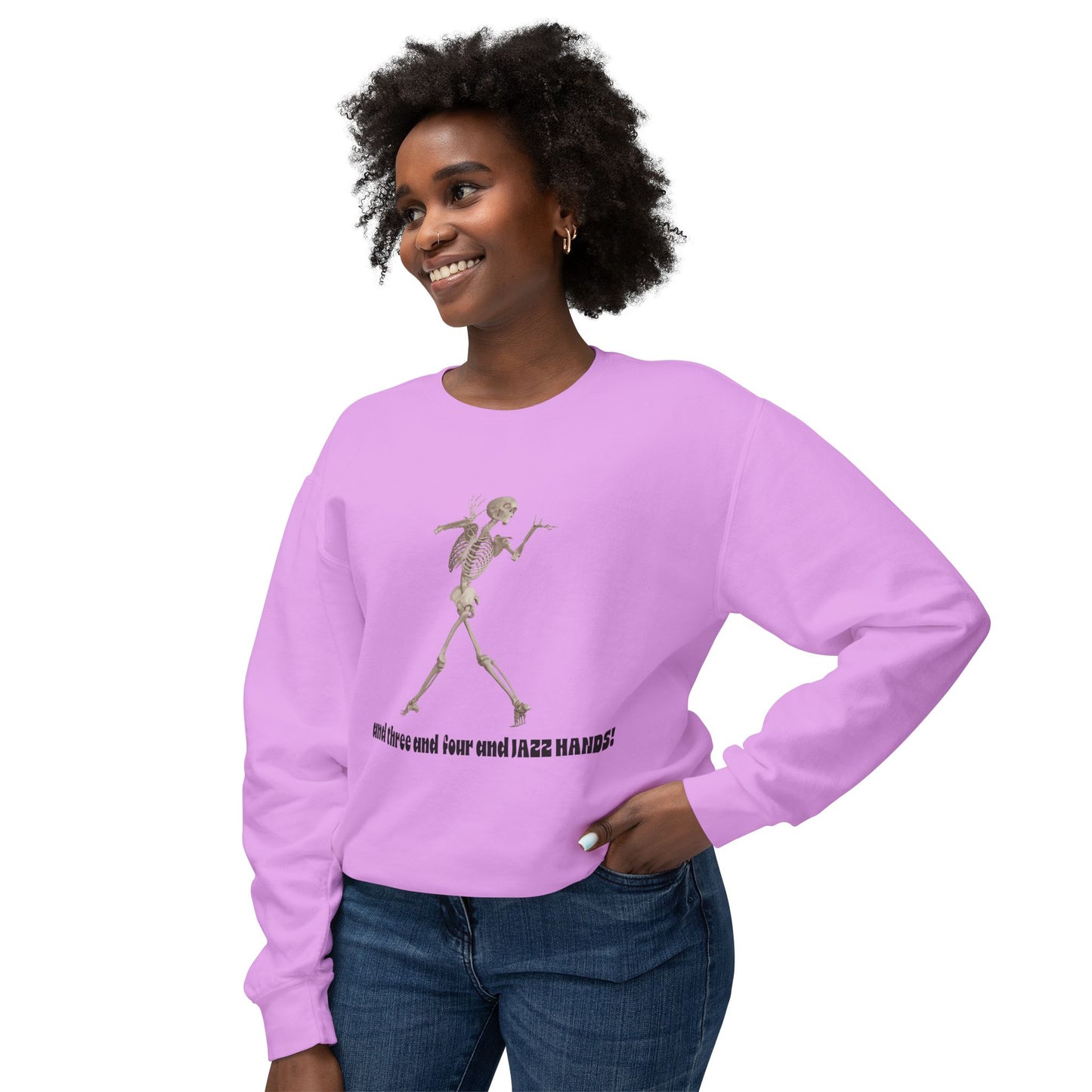 Skeleton Dance Unisex Lightweight Crewneck Sweatshirt, Halloween Sweater, Funny Gift, Casual Wear, Dance Lovers Sweatshirt, Unique Apparel
