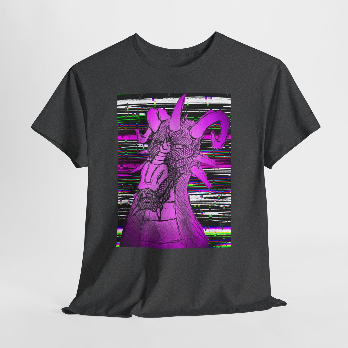 Vaporwave Dragon T-Shirt — Glitch Art Neon Purple Dragon Tee