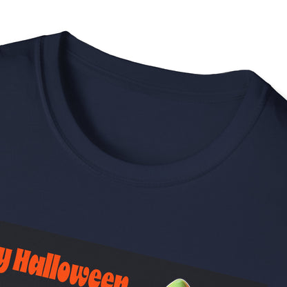 Halloween Ghost with wagon t-Shirt, trick or treating  Funny Halloween Tee, Unisex Casual Shirt, Cute Halloween Costume, Spooky Holiday Apparel