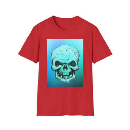 Skull Graphic  Bright Colored Unisex Softstyle T-Shirt, Edgy Tee, Casual Wear, Festival Apparel, Gift for Horror Fans, Halloween Clothing