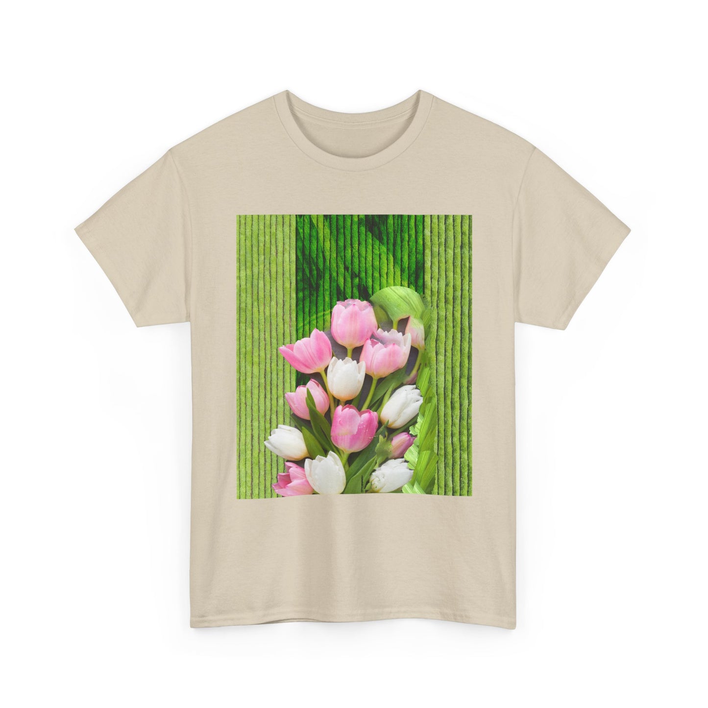 Textured Tulips Unisex Heavy Cotton Tee - Vibrant Spring Blossom T-Shirt, Everyday Wear, Gift for Plant Lovers, Mother's Day Apparel, [...]