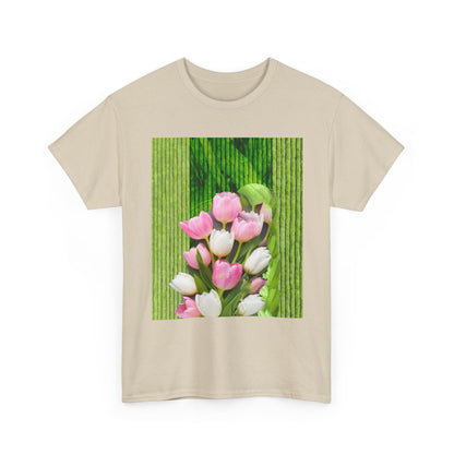 Textured Tulips Unisex Heavy Cotton Tee - Vibrant Spring Blossom T-Shirt, Everyday Wear, Gift for Plant Lovers, Mother's Day Apparel, [...]